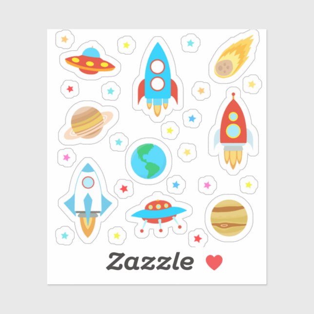 Space Planets Stars Rockets Comets  Sticker (Sheet)