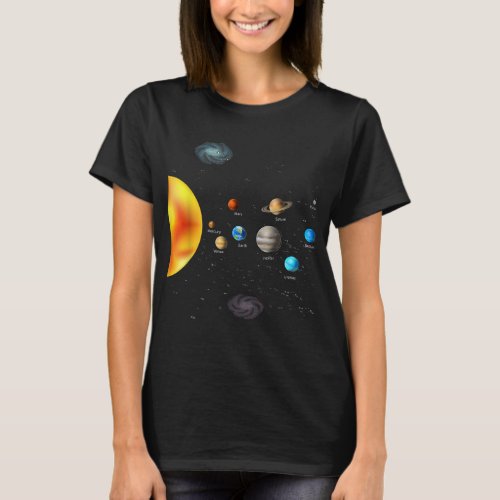 Space Planets System Solar Science T_Shirt