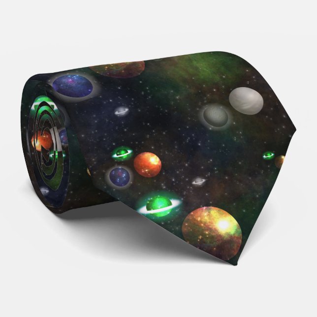 Space, Planets Tie (Rolled)