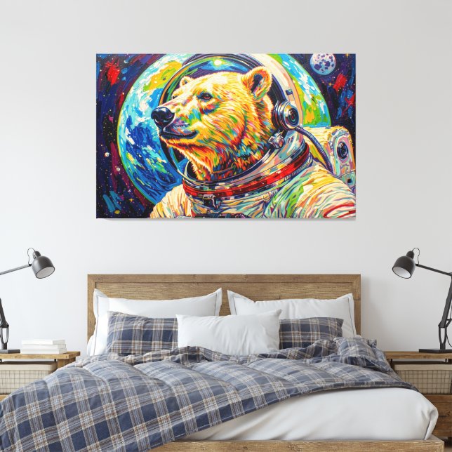 SPACE POLAR BEAR CANVAS PRINT (Insitu(Bedroom))