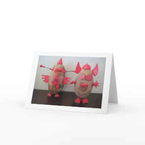 Space Potato Couple Blank Greeting Card