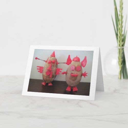 Space Potato Couple Blank Greeting Card