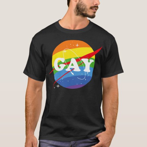Space Proud LGBT Rainbow For Men Women  T_Shirt