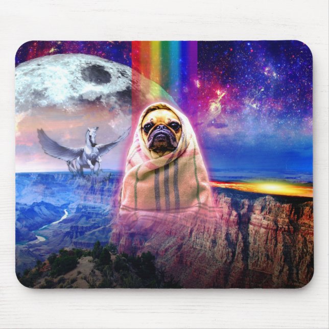 Space pug, I come in peace dog Mouse Pad (Front)