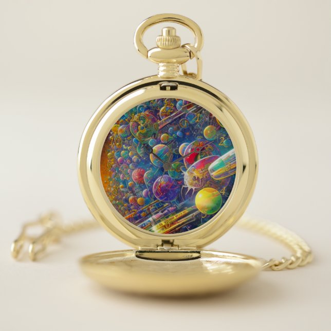 Space Race gold pocket watch w numbers (Inside)