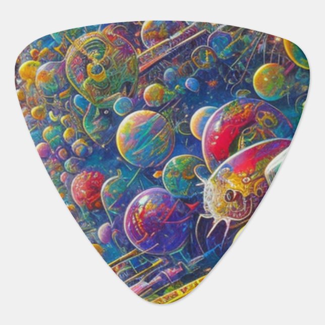 Space Race triangle guitar pick (Front)