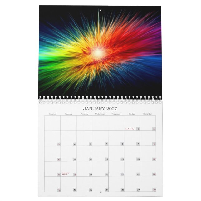 Space Rainbow background Calendar (Jan 2027)