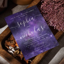 Space Rehearsal Dinner Invitation | Purple Cosmic