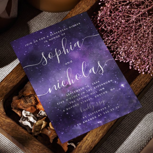 Space Rehearsal Dinner Invitation | Purple Cosmic (Creator Uploaded)