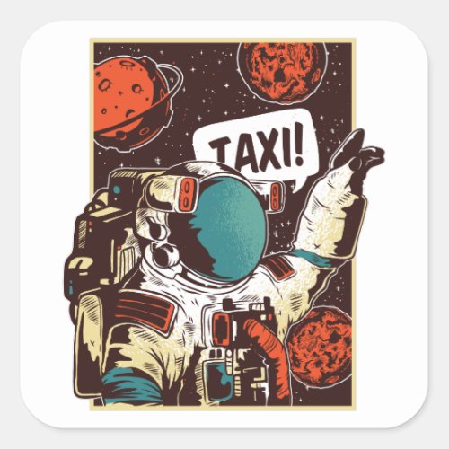 Space ride square sticker