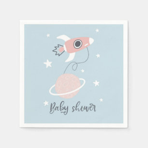 Space Rocket and Jupiter Baby Shower Napkins