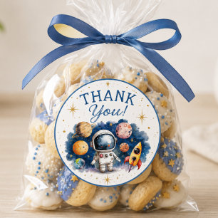 Space Rocket Astronaut Thankyou Classic Round Sticker
