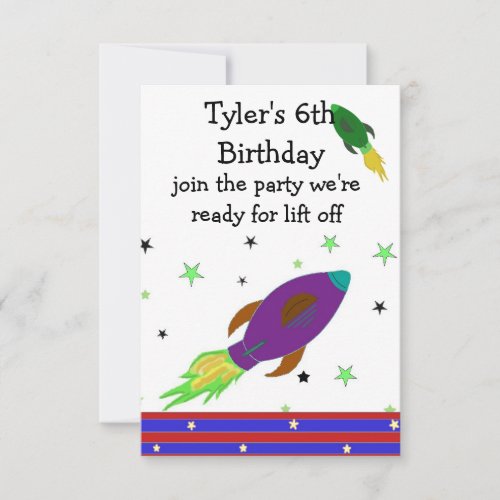 Space Rocket Birthday Invitation