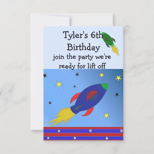 Space Rocket Birthday Invitation