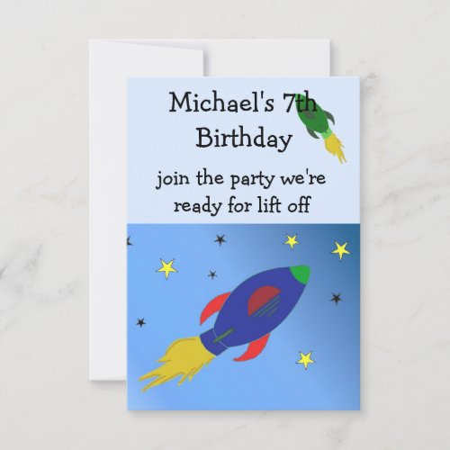 Space Rocket Birthday Invitation