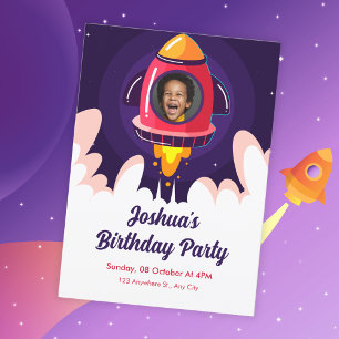 Space Rocket birthday Invitation