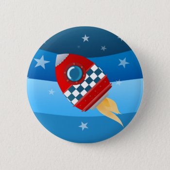 Space Rocket - Button Badge by HannahChapman at Zazzle