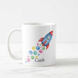 Space Rocket Cute Fun Gift Personalized with Name Coffee Mug