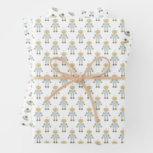 Space Rocket Galaxy Fun Pastel Wrapping Paper Sheets