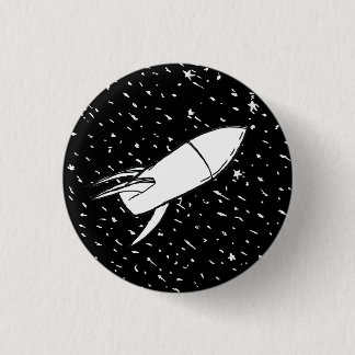Space Rocket in field of stars retro vintage Button