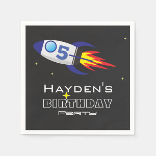 Space Rocket Kids Birthday Custom Age Napkins