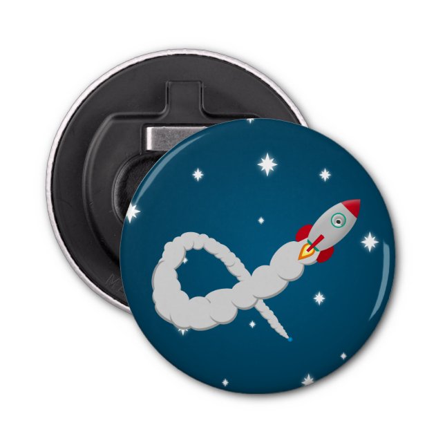 Space Rocket Launch in Space Bottle Opener (Front)