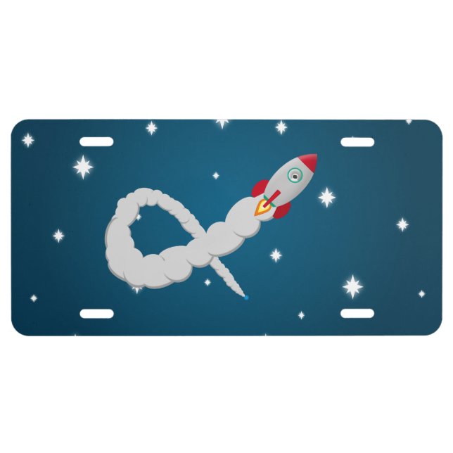 Space Rocket Launch in Space License Plate (Front)