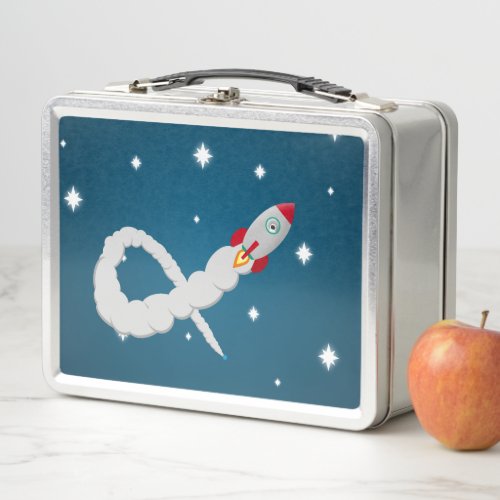 Space Rocket Launch in Space Metal Lunch Box