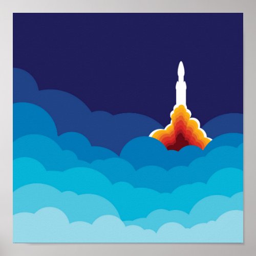 Space Rocket Launch Poster
