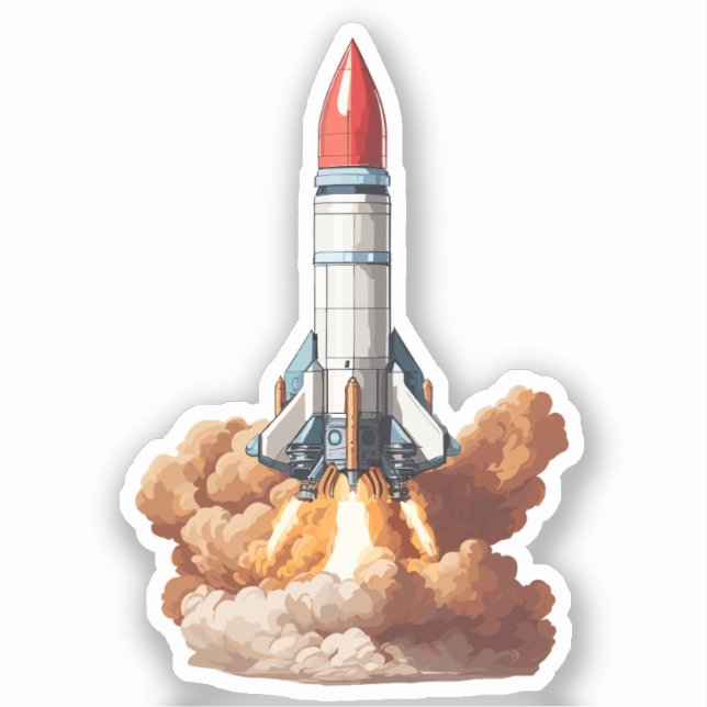 Space Rocket Launch Sticker (Front)