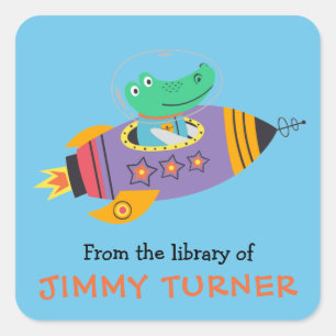 Space Rocket Library Bookplate