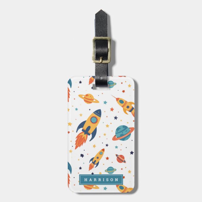 Space Rocket Luggage Tags (Front Vertical)