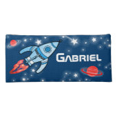 Space rocket named kids pencil case (Back)