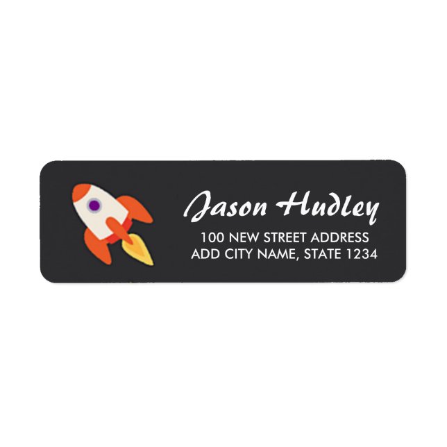 Space rocket on black label (Front)