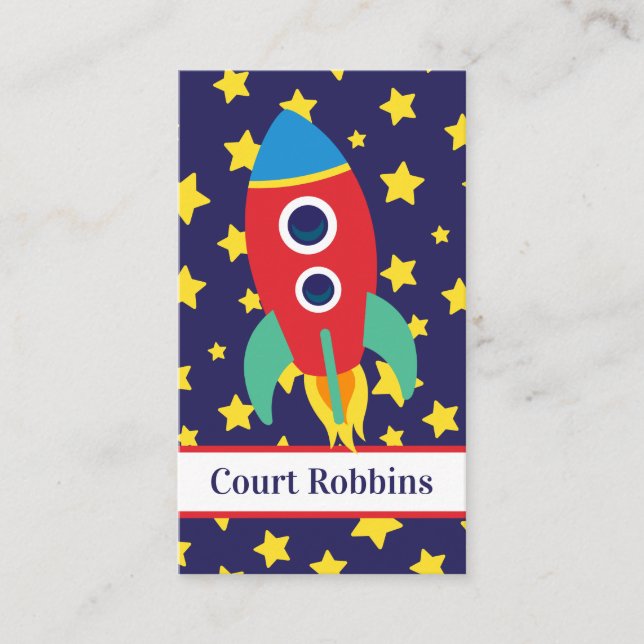 Space Rocket Personalized Calling Card (Front)
