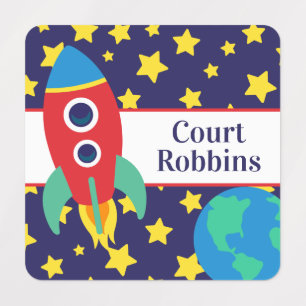 Space Rocket Personalized Clothing Labels