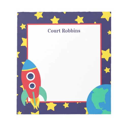 Space Rocket Personalized Notepad