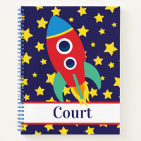 Space Rocket Personalized Spiral Notebook