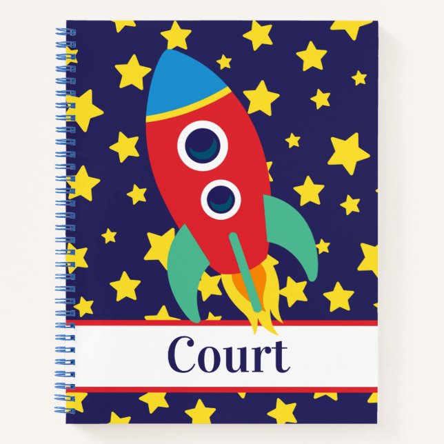 Space Rocket Personalized Spiral Notebook (Front)