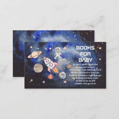 Space Rocket Planets Boy Baby Shower Book Request Enclosure Card
