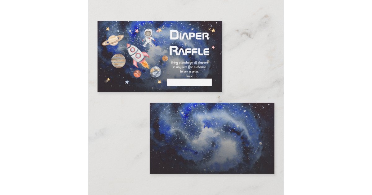 Space Theme Raffle Space Rocket Planets Boy Baby Shower Diaper Raffle Enclosure Card | Zazzle