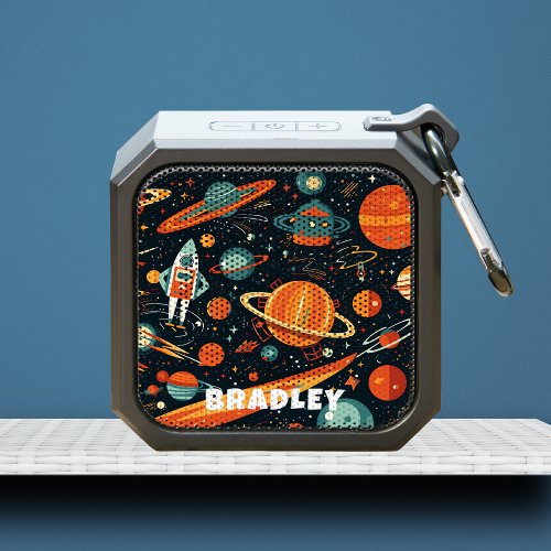 Space Rocket Planets Boy Personalized Name Bluetooth Speaker