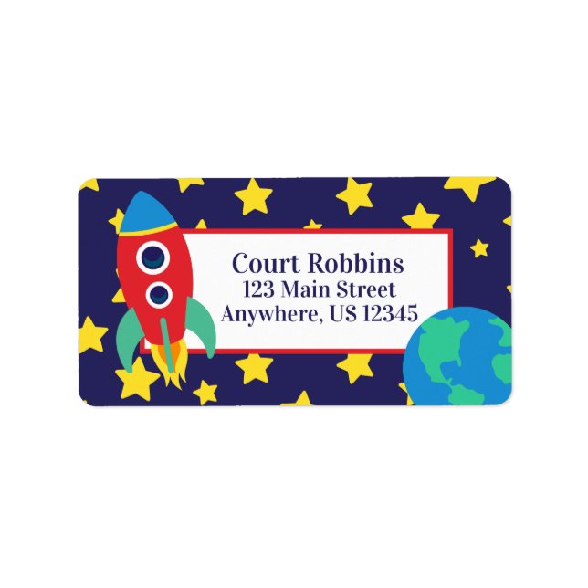 Space Rocket Return Address Labels (Front)