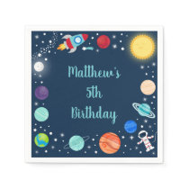 Space Rocket Ship Astronaut Planets Birthday Napkins