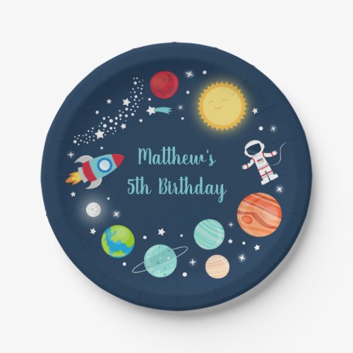 Space Rocket Ship Astronaut Planets Birthday Paper Plates