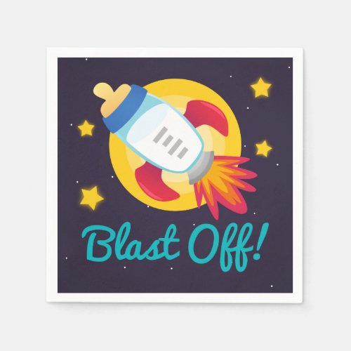 Space Rocket Ship Baby Shower Design Napkins