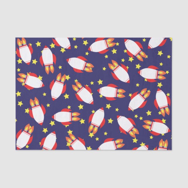 Space Rocket Ship Birthday Party Tissue Paper (Front)