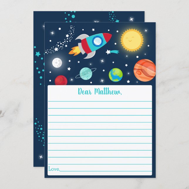 Space Rocket Ship Birthday Time Capsule Cards (Front/Back)