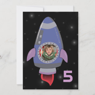 Space Rocket Ship Boys Birthday Party Invite