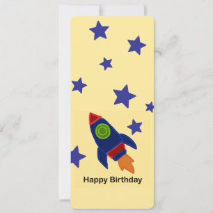 🚀 Space Rocket Ship Happy Birthday  Invitation